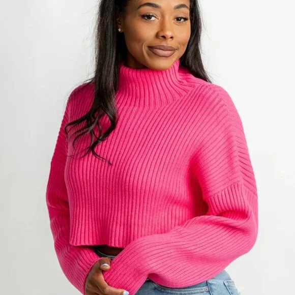 Idem Ditto Toasty Babe Turtleneck Crop Sweater - Picture 1 of 7